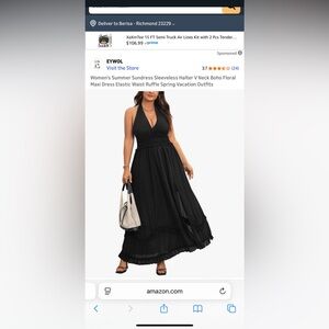 Black Sleeveless Halter Maxi Dress